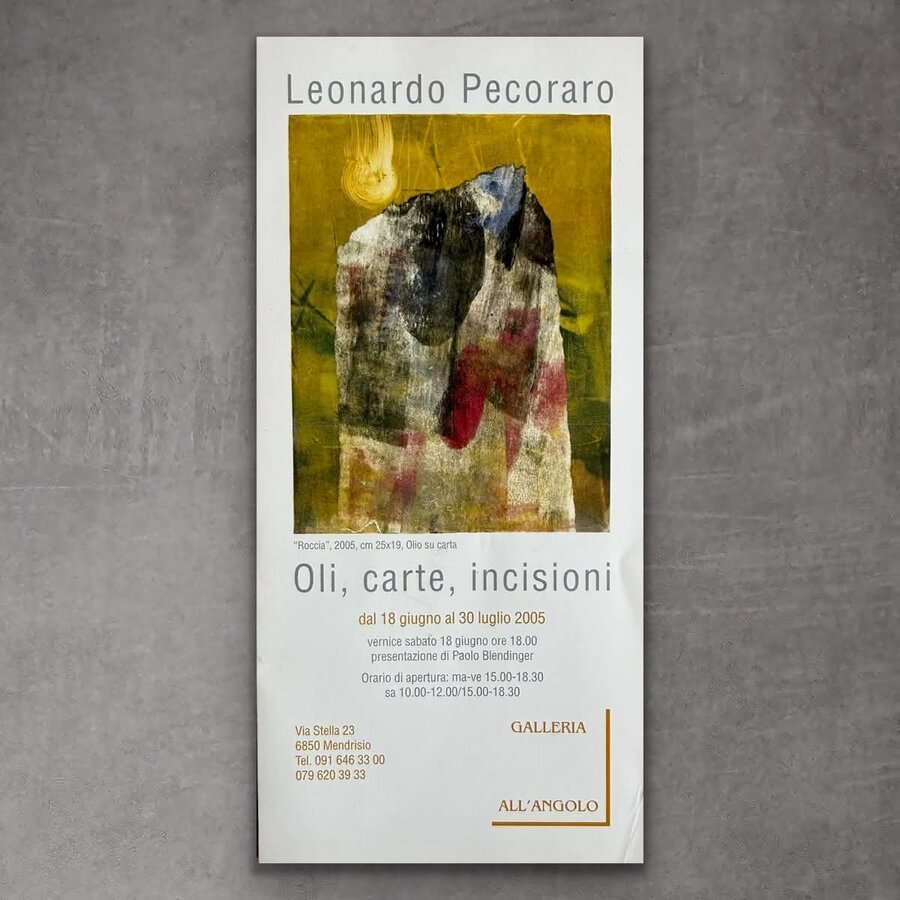 Manifesto Oli, carte, incisioni, Galleria all'Angolo, Mendrisio, 2005