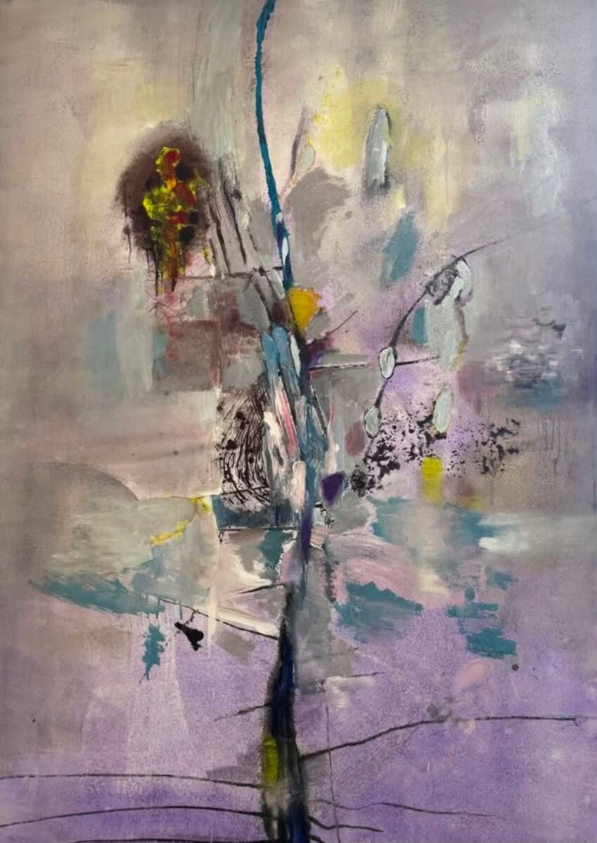 Radice Verticale, 2026, tecnica mista su tela, 155 x 119 cm
