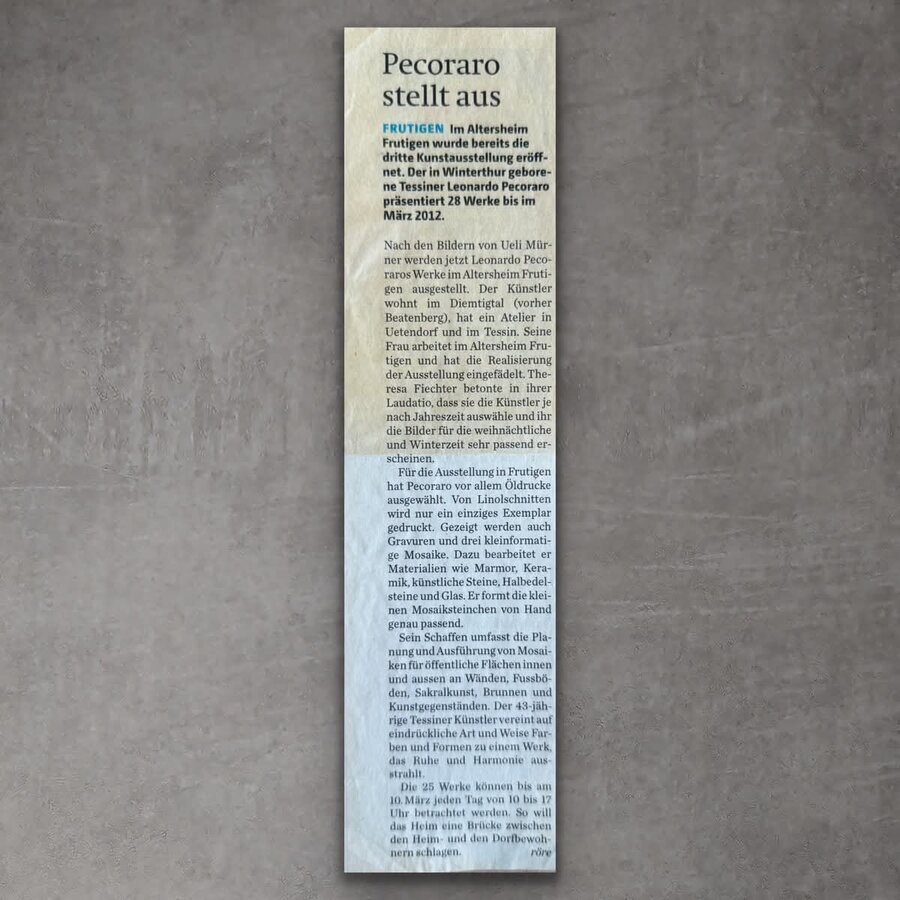 Pecoraro stellt aus, Altersheim Frutigen, 2012
