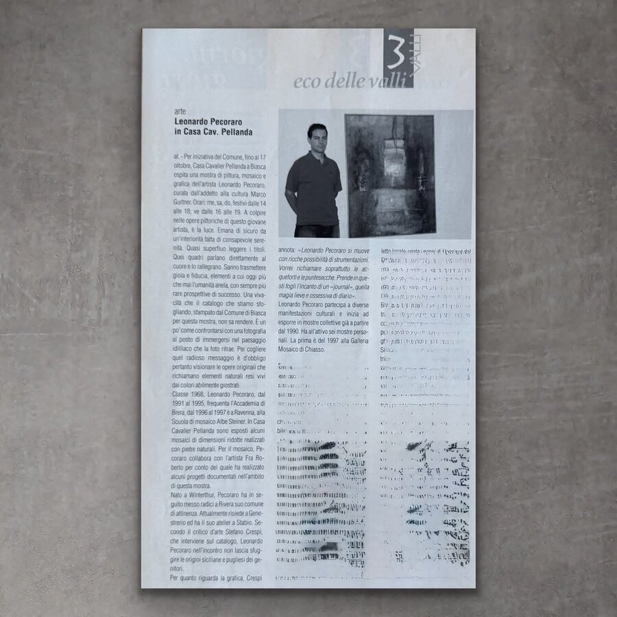 eco delle valli: Leonardo Pecoraro in Casa Cavalier Pellanda, Biasca